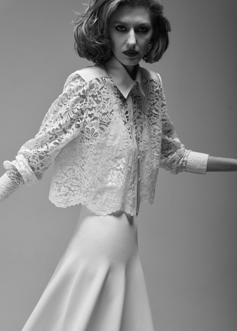 Cole cropped lace shirt in Lace