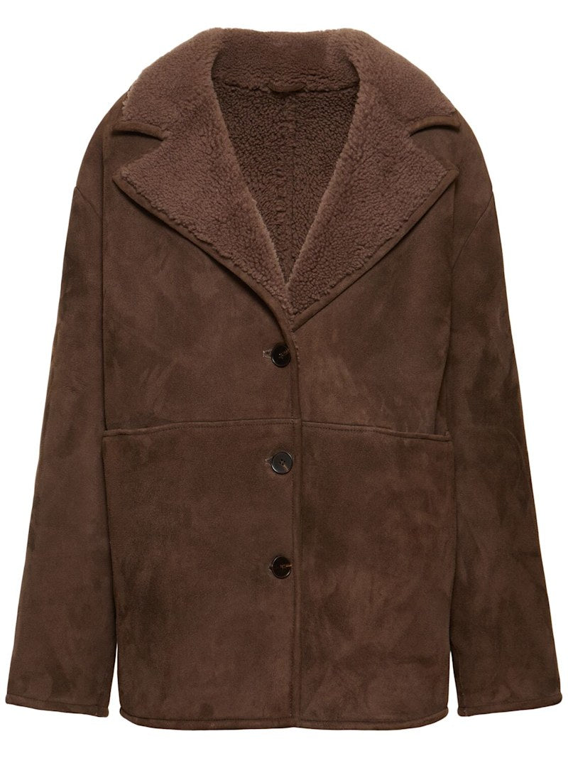 Cirebo Suede Shearling Coat Taupe