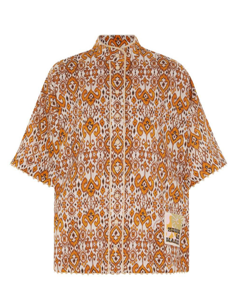 Wylie Relaxed Shirt Orange Ikat