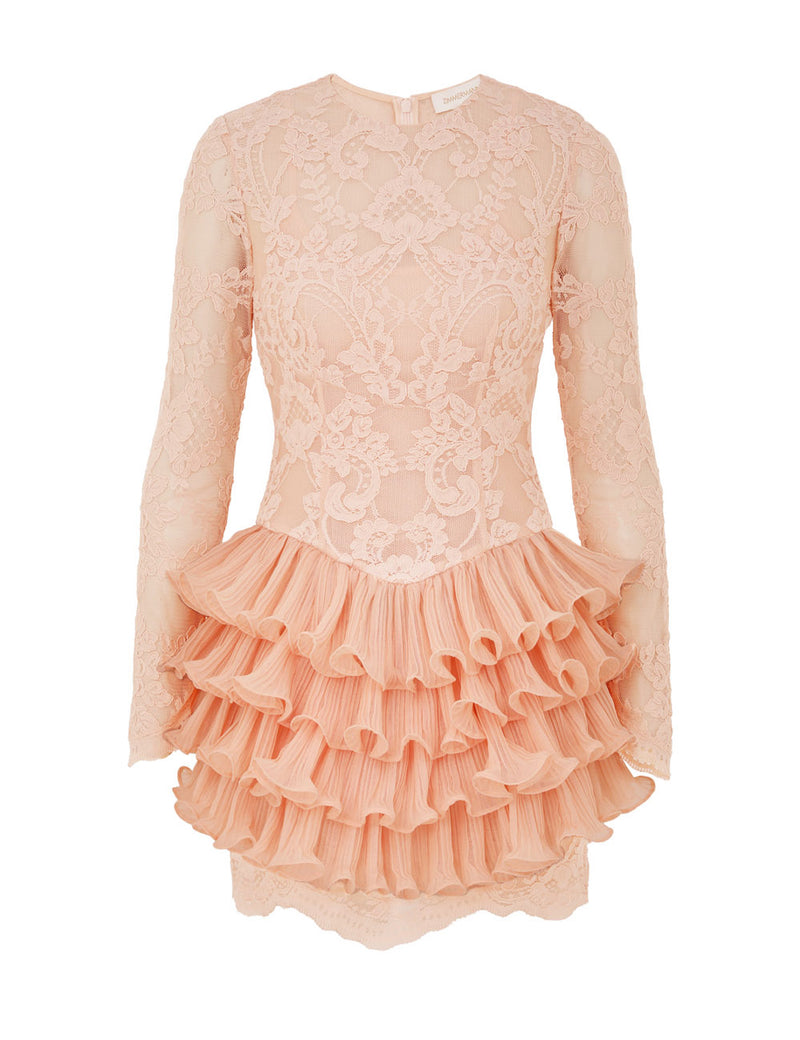 Crush Lace Frill Mini Dress