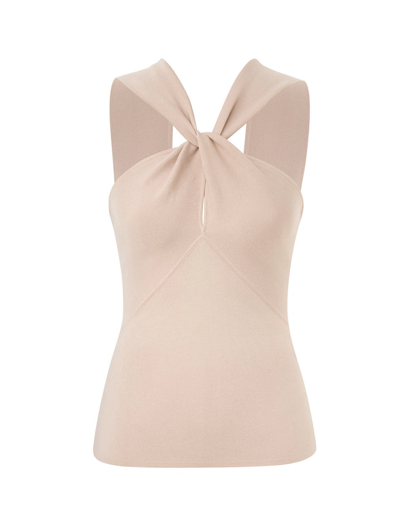 Crush Halter Neck Top Cream