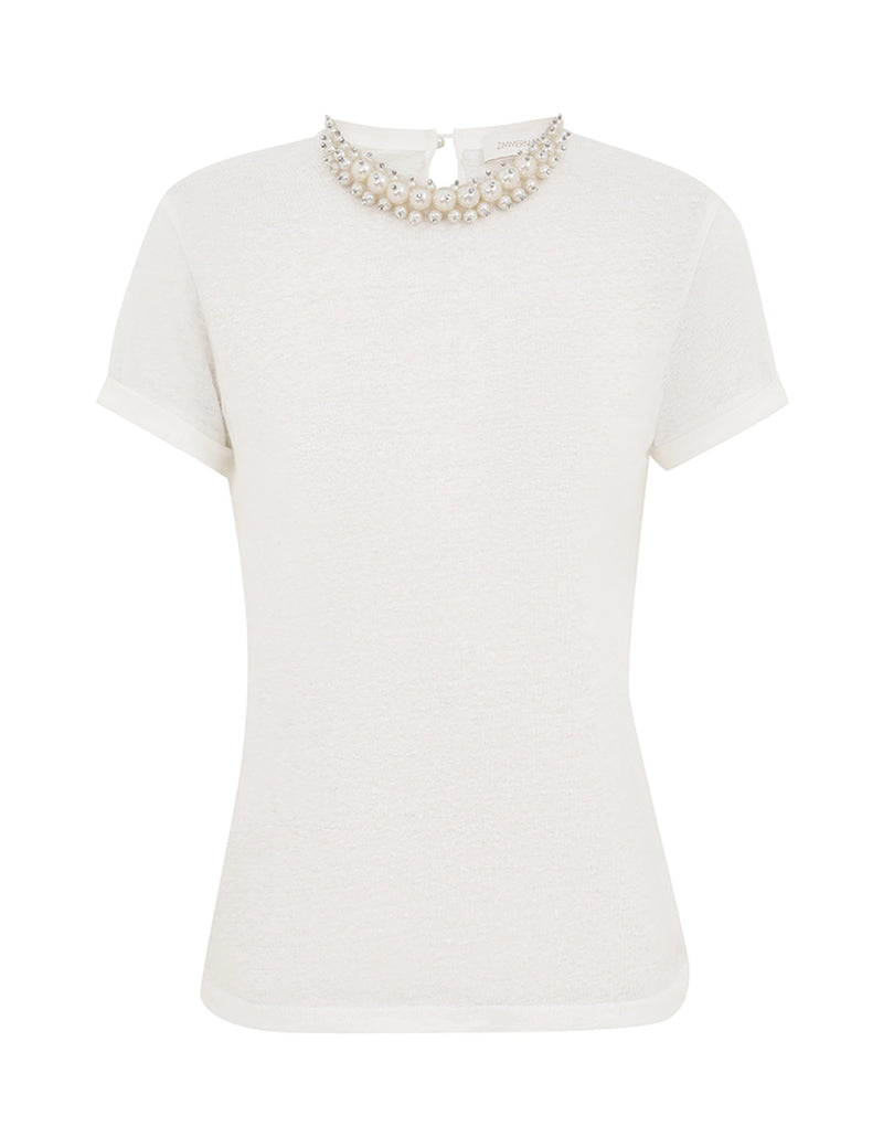 Crush Embellished Tee Ivory