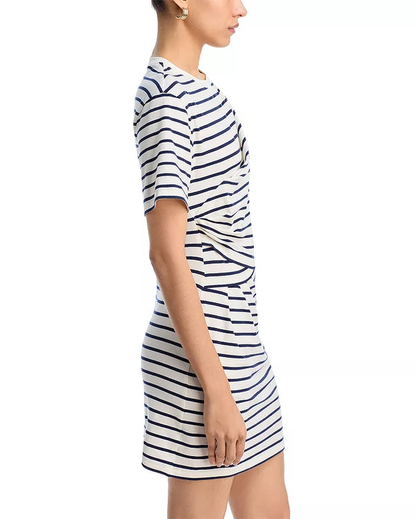 Zeus SS Draped T-Shirt Dress Midnight Stripe