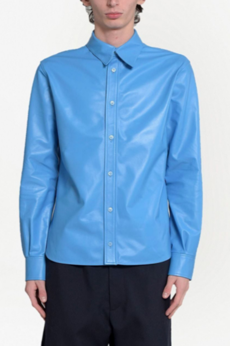 Blue Leather Shirt