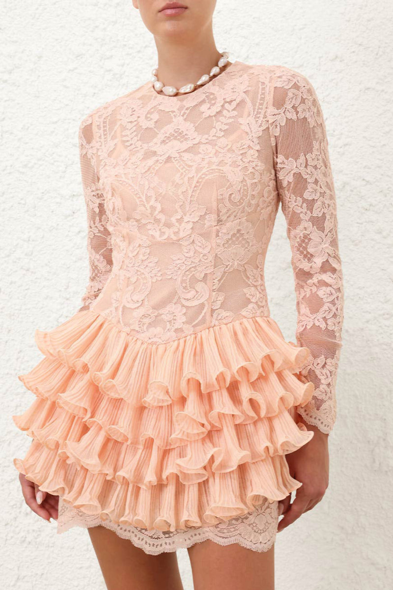 Crush Lace Frill Mini Dress