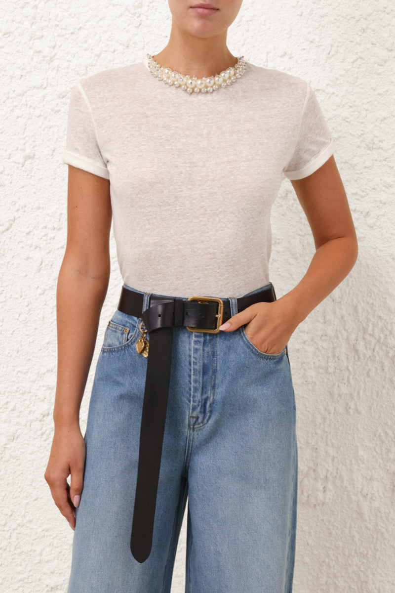 Crush Embellished Tee Ivory