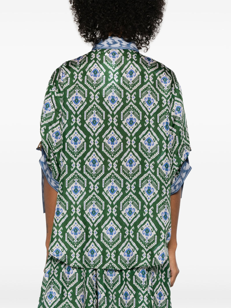 Wylie Relaxed Shirt Green-Blue Ikat