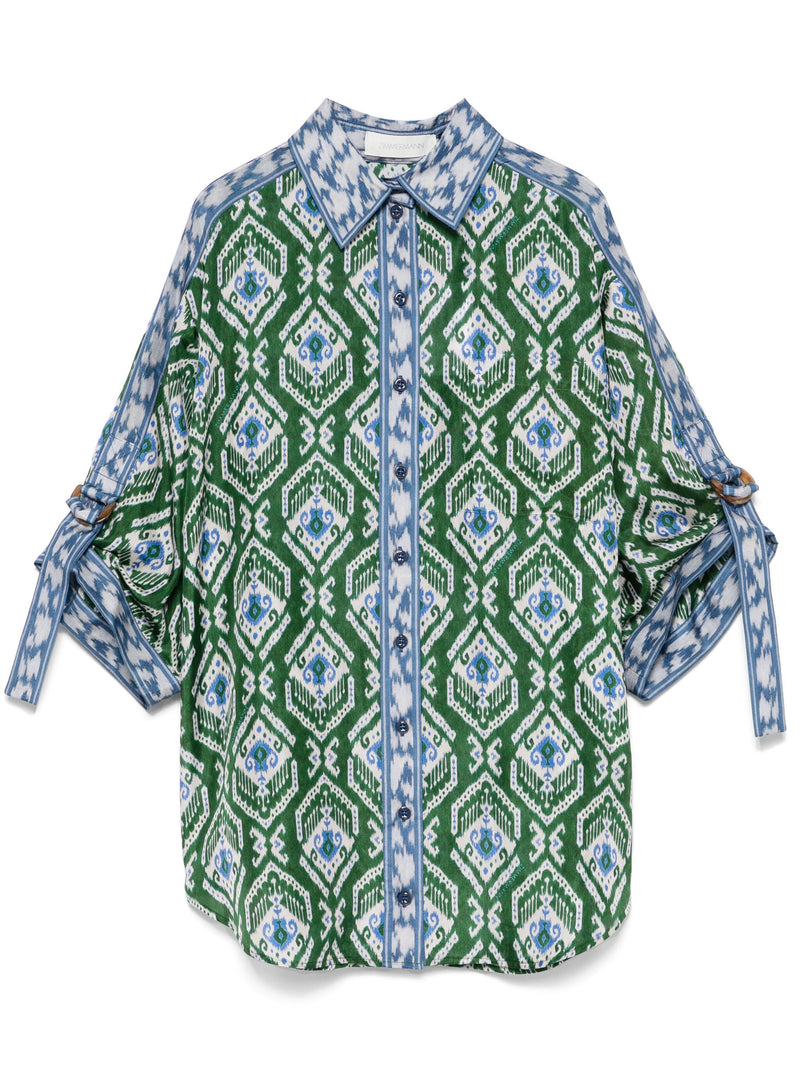 Wylie Relaxed Shirt Green-Blue Ikat