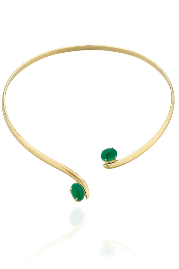 925 Silver Caramelo Necklace with Green Onyx