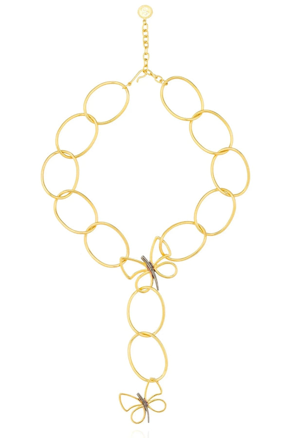 925 Silver Necklace 18KT Yellow Gold Plated with Black Rhodium