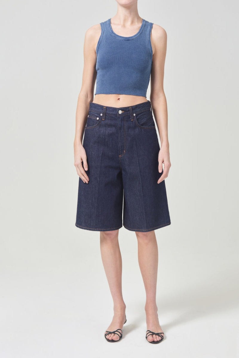 Cropped Poppy Tank Indigo