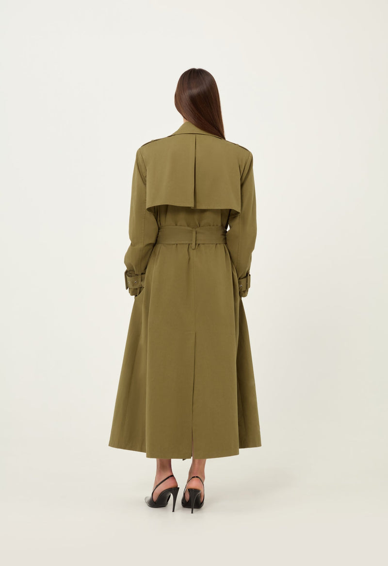 Cargo Trench Coat Army Green