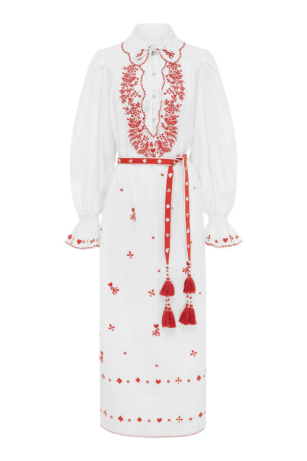 Hearts Embroidered Midi Dress