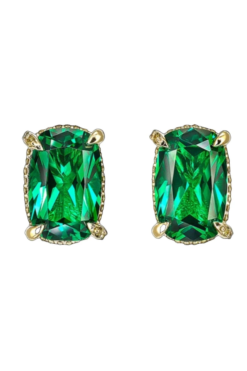 Emerald Cushion Wing Studs