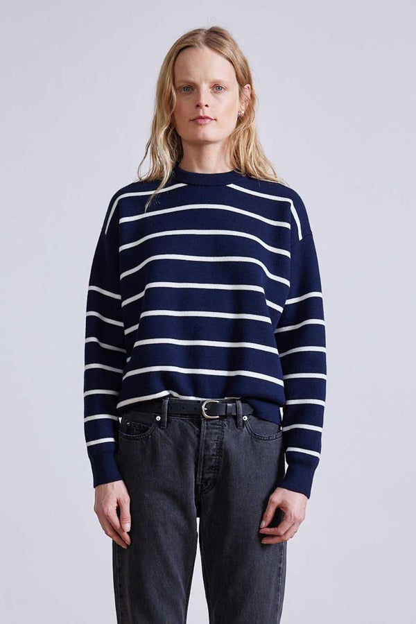 Sportif Sweatshirt Navy-Cream Stripes