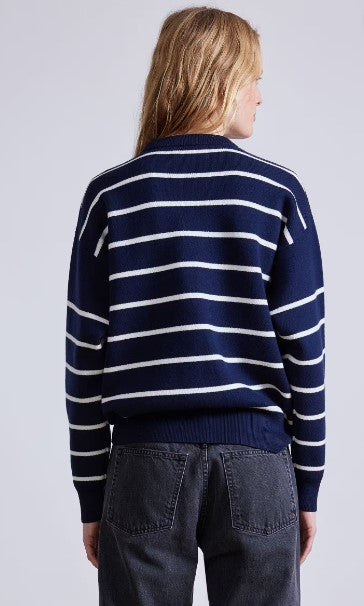 Sportif Sweatshirt Navy-Cream Stripes