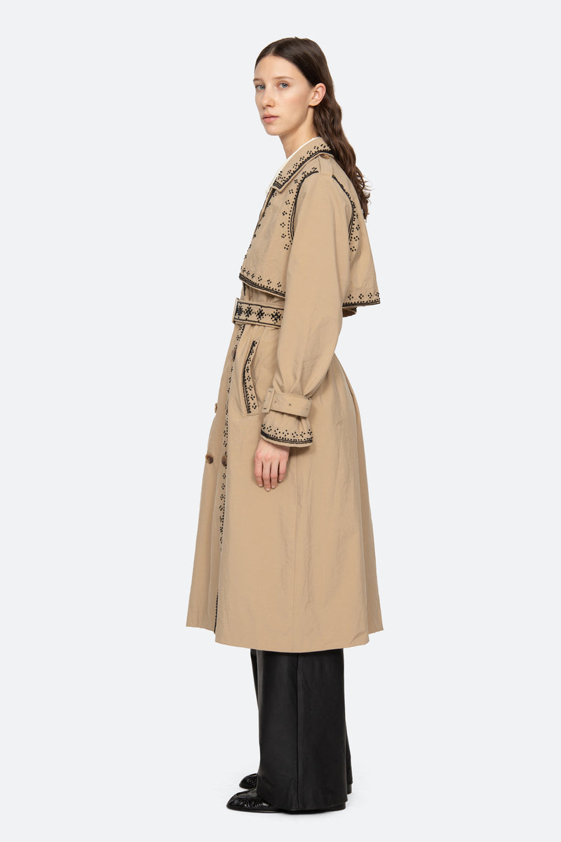 Mille Embroidered Trench Coat