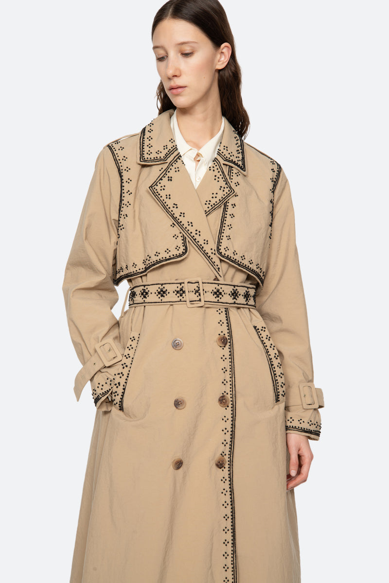 Mille Embroidered Trench Coat