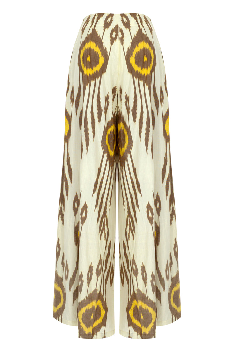 Palazzo Pant Side Slit Brown-Yellow Ethnic (Final Sale)