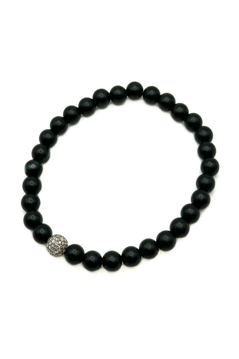 Diamond Onyx Bead Bracelet