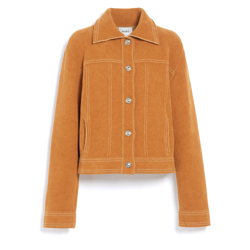 Suede-Effect Jacket in Cashmere and Cotton