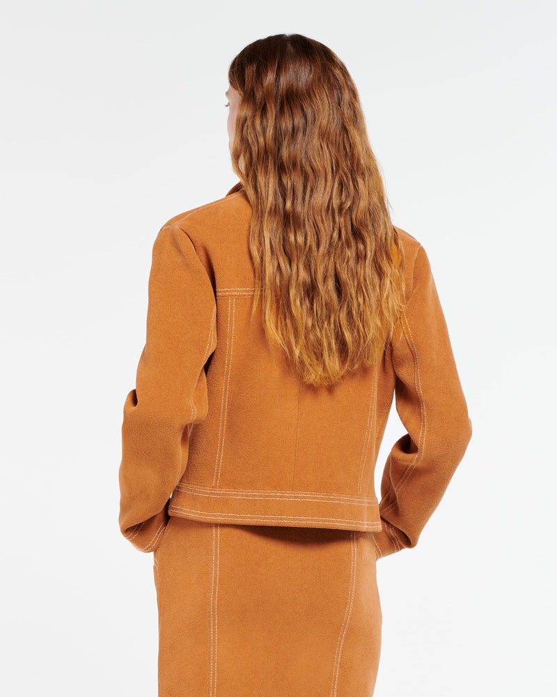 Suede-Effect Jacket in Cashmere and Cotton