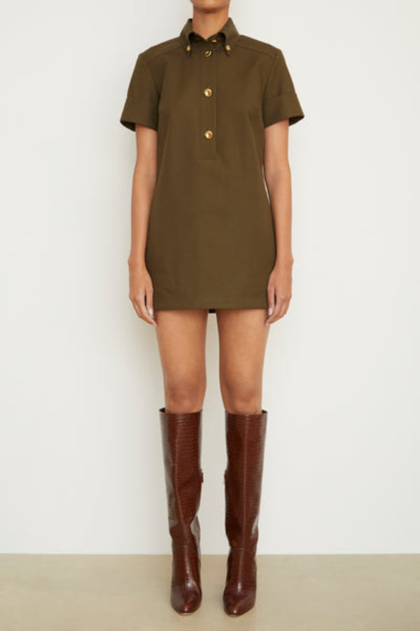 The Noelle Mini Dress in Olive