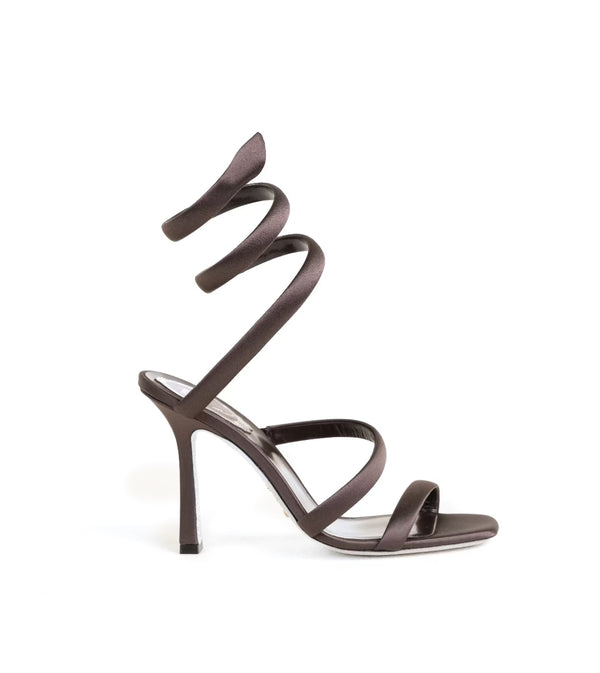 cleo brown chocolate satin wrap ankle rene caovilla evening shoe