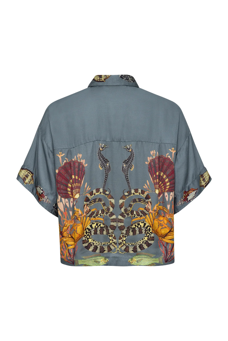 Kimono Top Gray Coral Reef