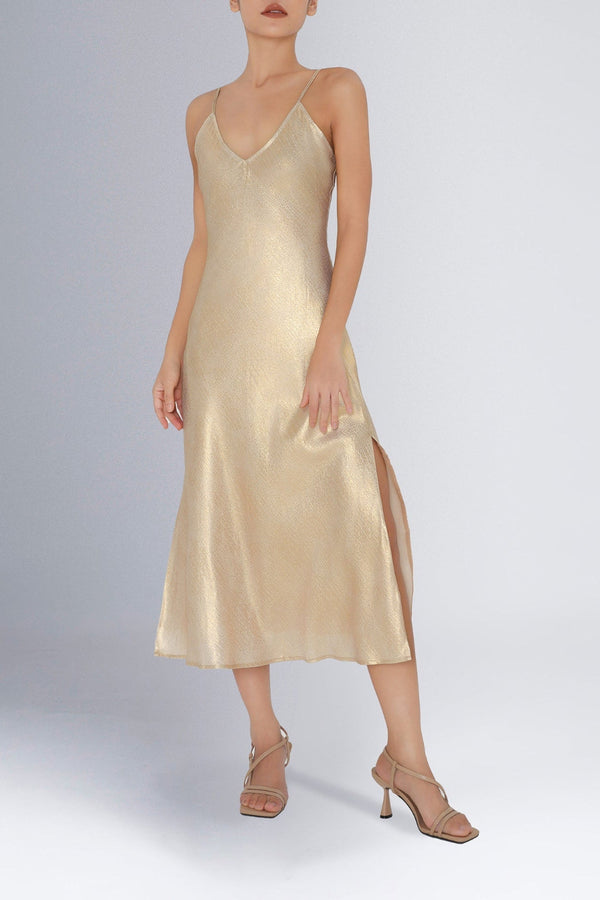 Classic Slip Dress Gold Croco