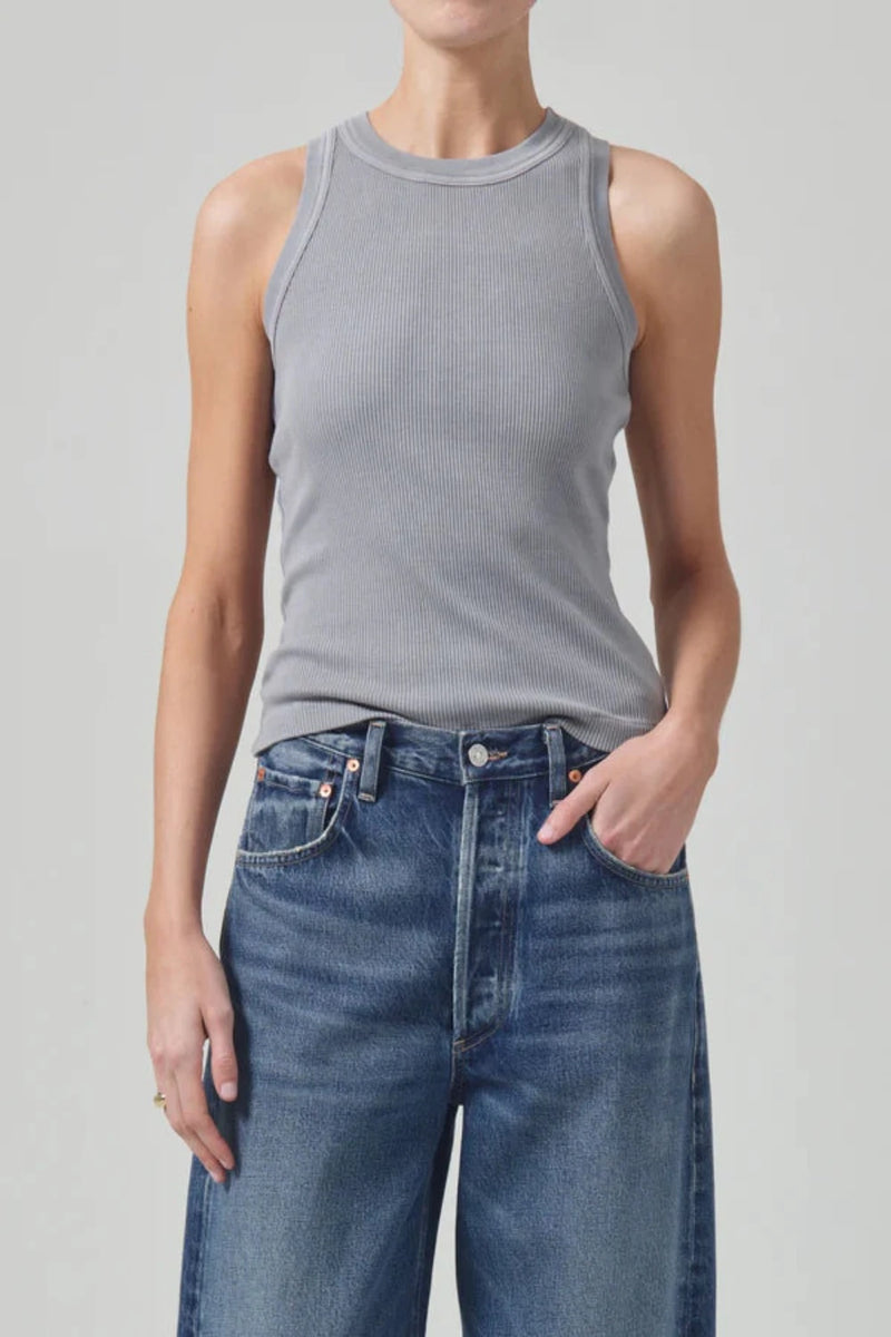 Isabel Rib Tank Cyclone Grey