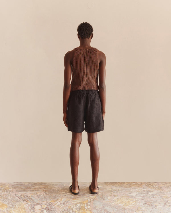 Linen Lounge Shorts Black