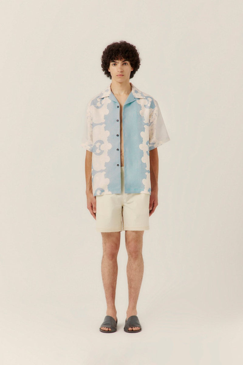 Paradise Floral Camp Collar Shirt Blue