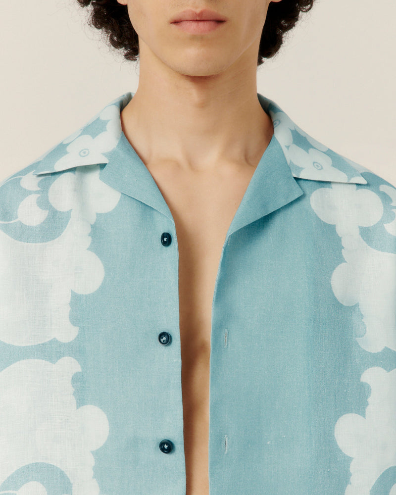 Paradise Floral Camp Collar Shirt Blue