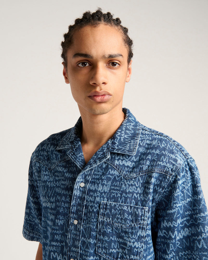 Bleached Lasered Denim Shirt