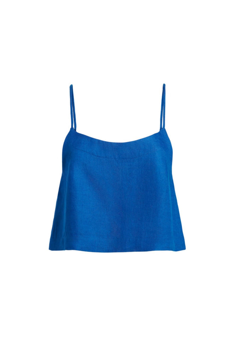 bondi born sapphire flared cami tank top blue linen exclusive