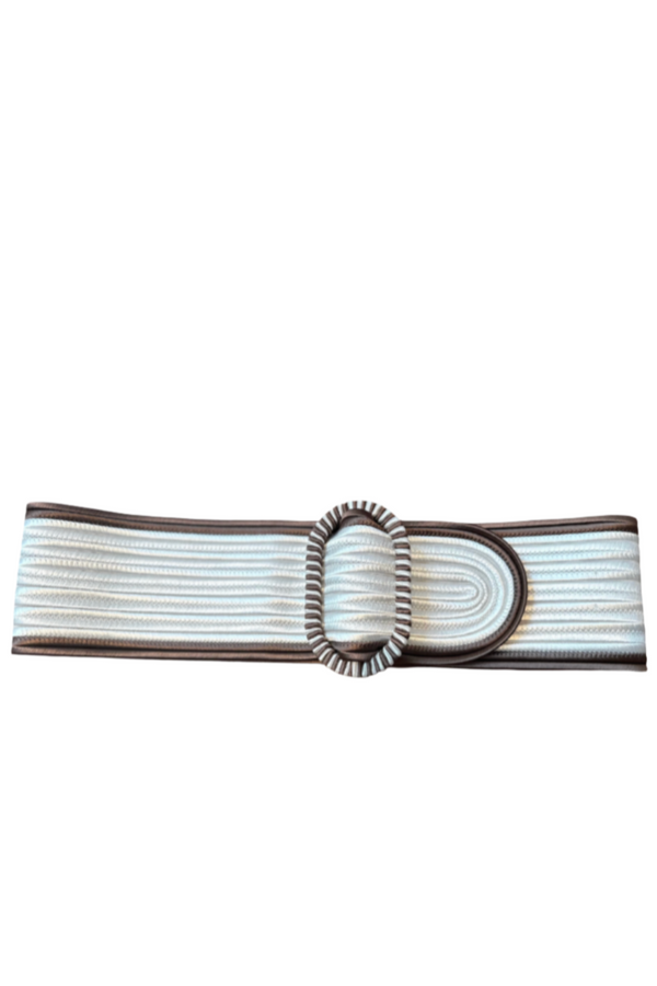 Anselm Oval Bicolor Belt Ecru-Taupe