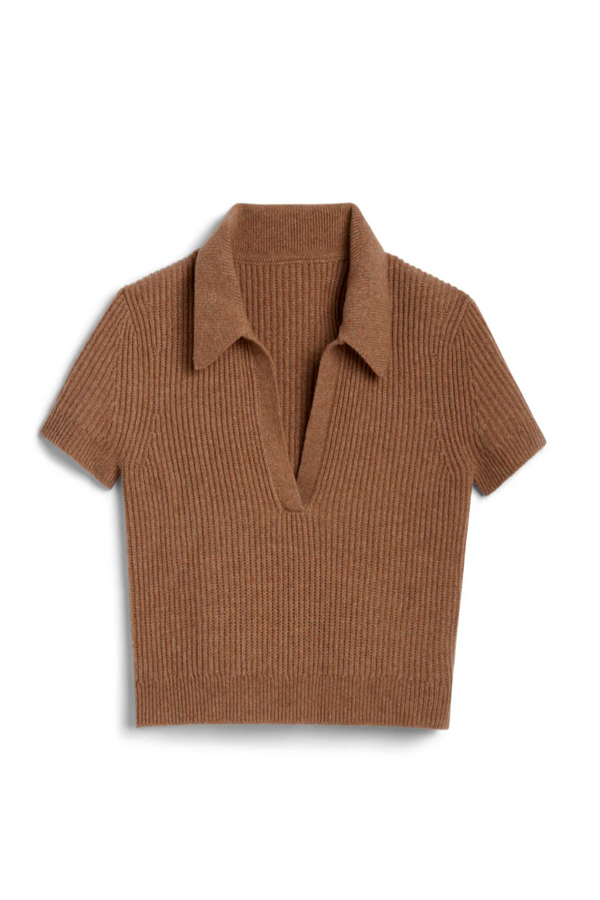 twp margaux polo knit cognac