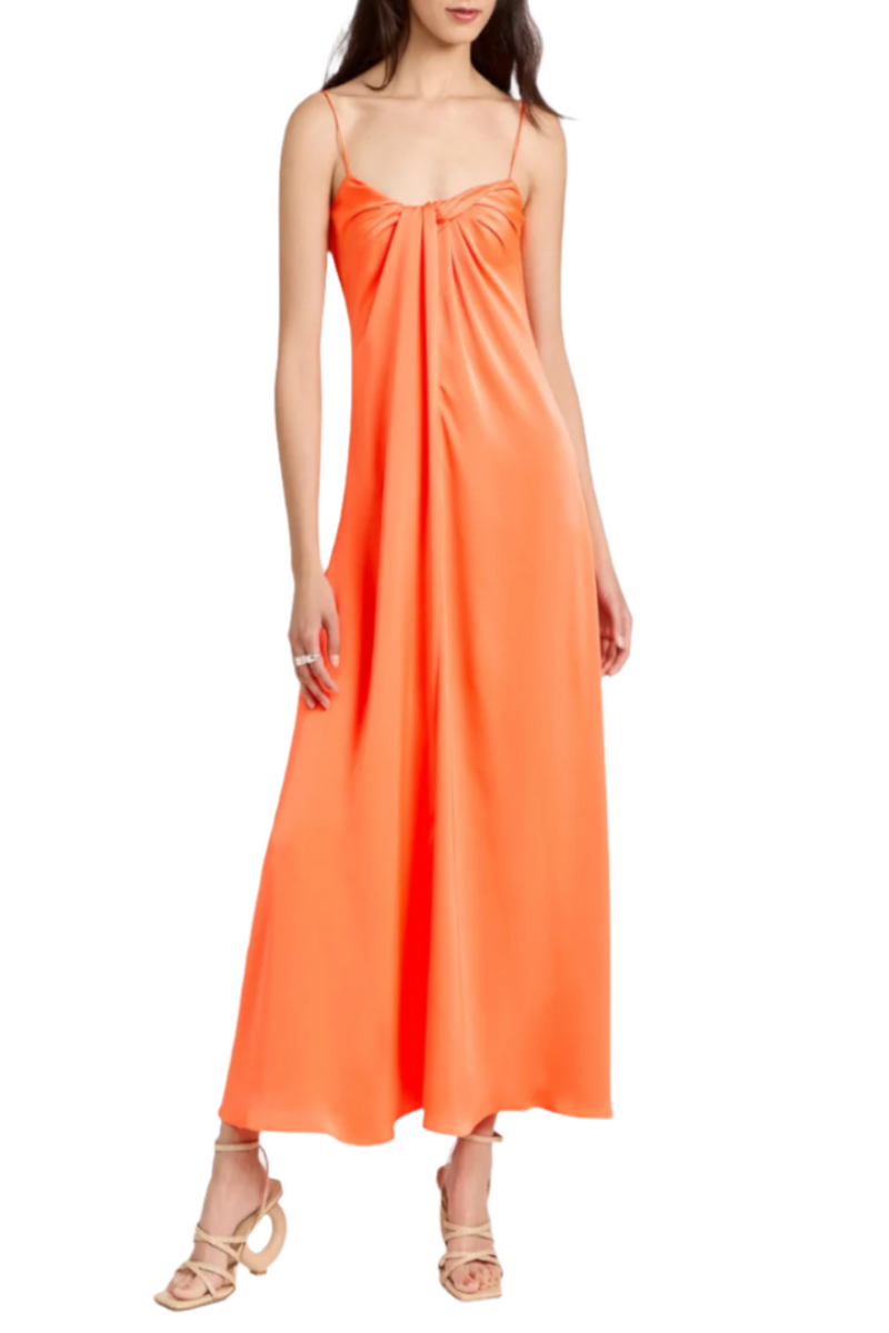 Hot Orange Twist Front Slip Dress (Final Sale)