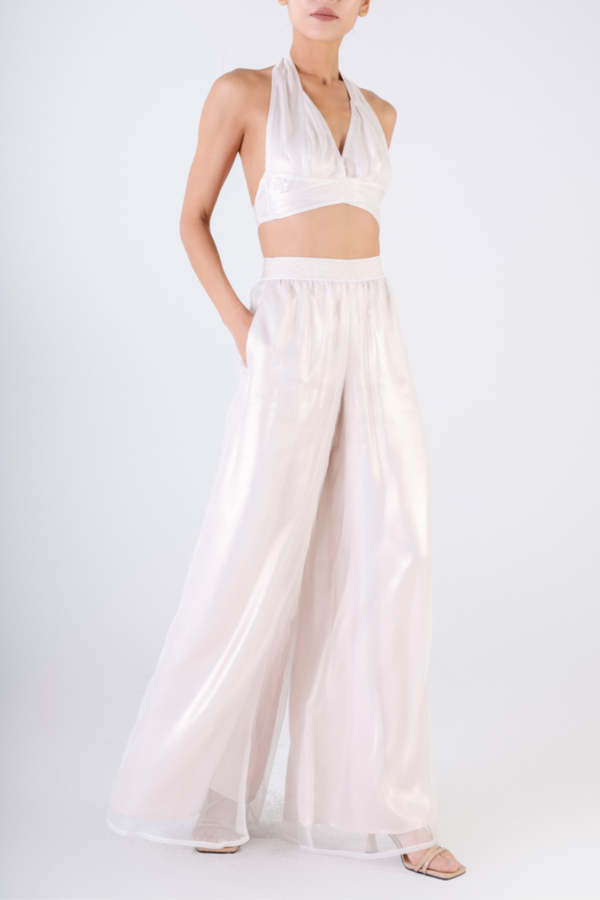 Harem Pants in Rosegold White Organza