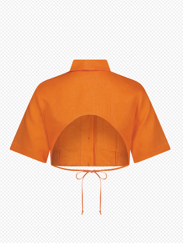 Cargo Button Up Crop Top Orange