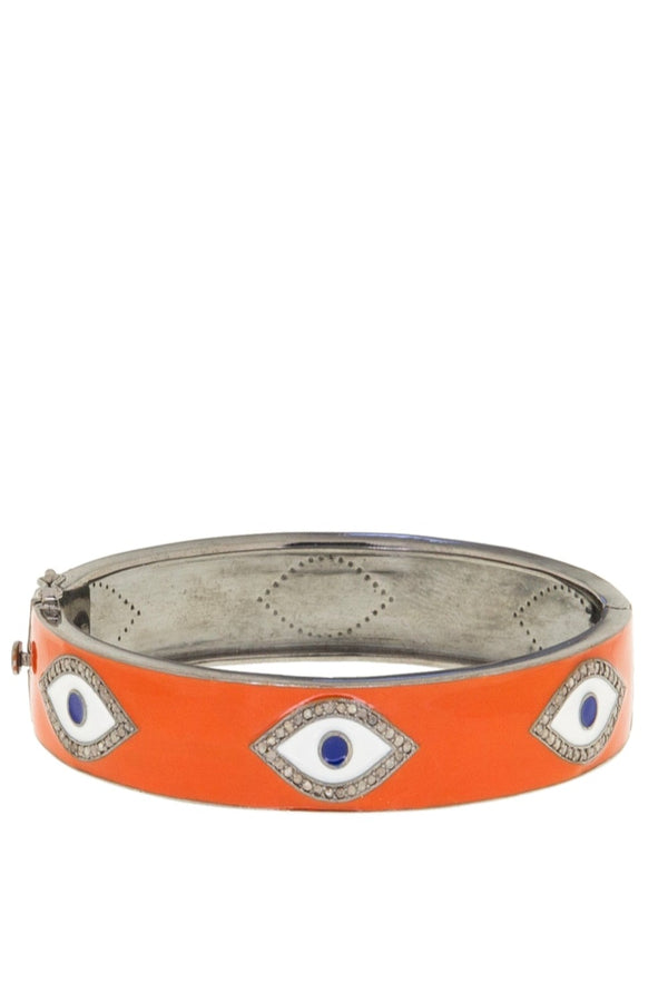 Orange Evil Eye Diamond Bangle