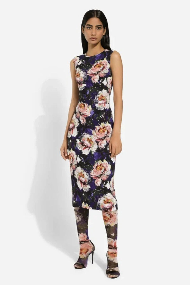 Cady Sheath Dress with Peony Print