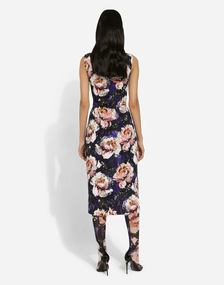 Cady Sheath Dress with Peony Print