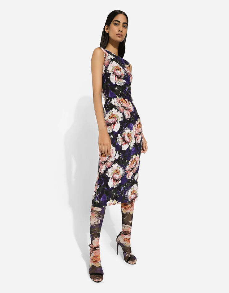 Cady Sheath Dress with Peony Print