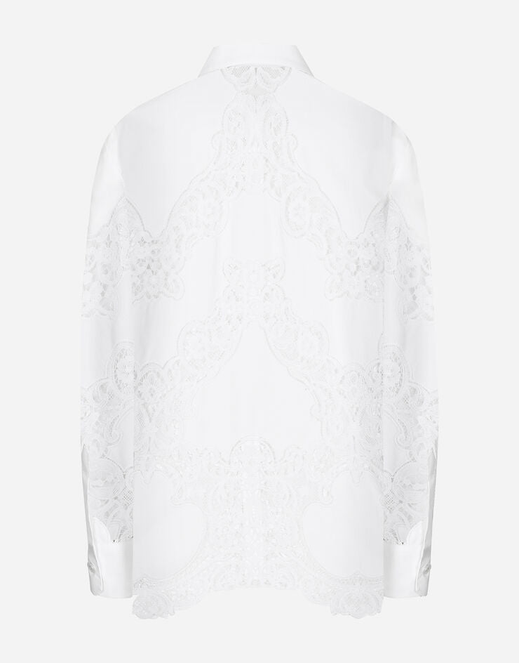 Cotton Shirt with Floral Openwork Embroidery