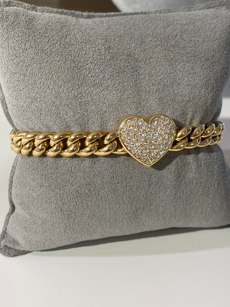 Gold Bracelet with Diamond Heart