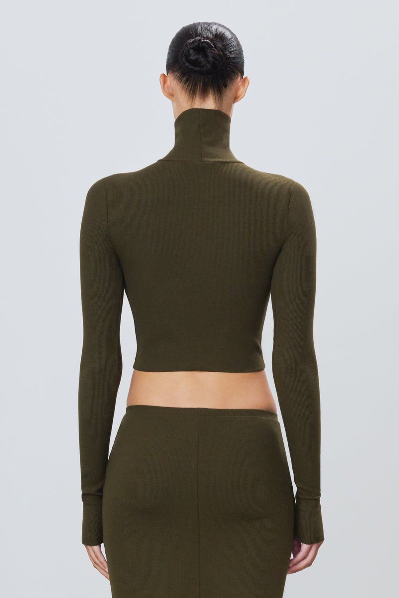 Cropped Fitted Turtleneck Top