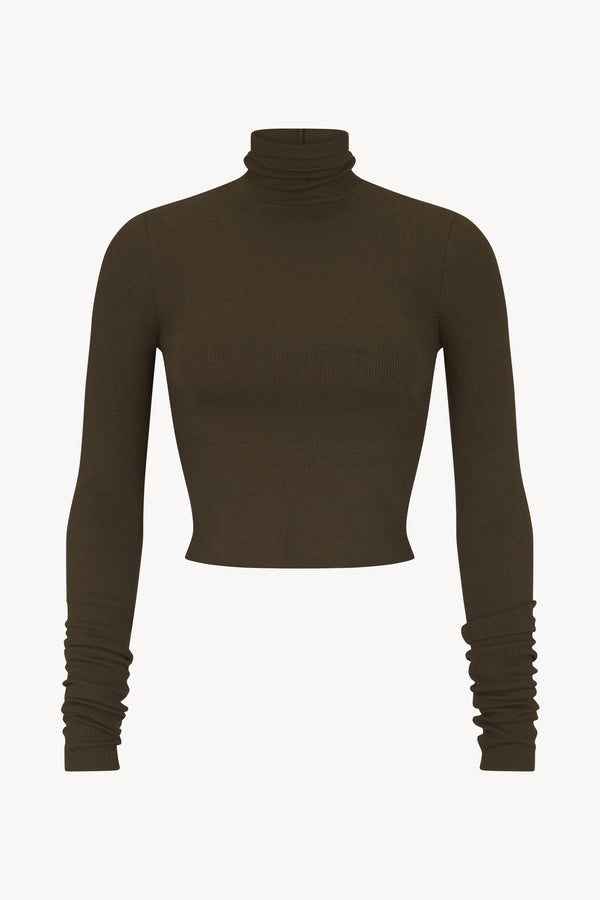 Cropped Fitted Turtleneck Top