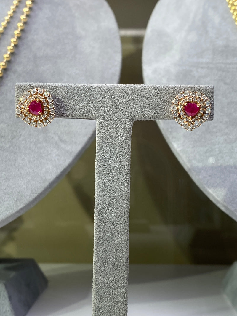 Ruby and Diamond Heart Earrings